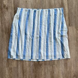 Torrid Mini Linen High Waisted Skirt Cream & Blue Striped Size 2 XXL